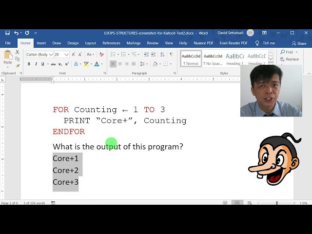 Pseudocode With Loop Structure Exercises (David Setiabudi)
