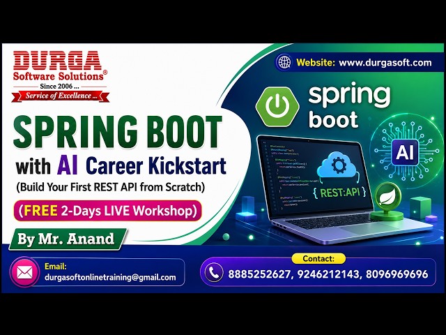 SPRING BOOT with AI Career Kickstart (FREE 2-Days LIVE Workshop) tutorials || by Mr. Anand