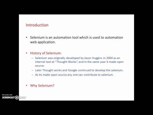 Selenium Introduction History Features
