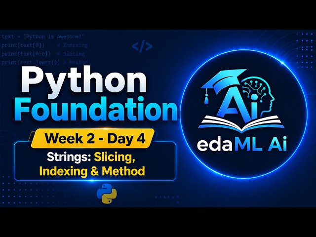 Python Tutorial - Day 4 (Week 2)| Beginner to Advance Python Training with Project | #python