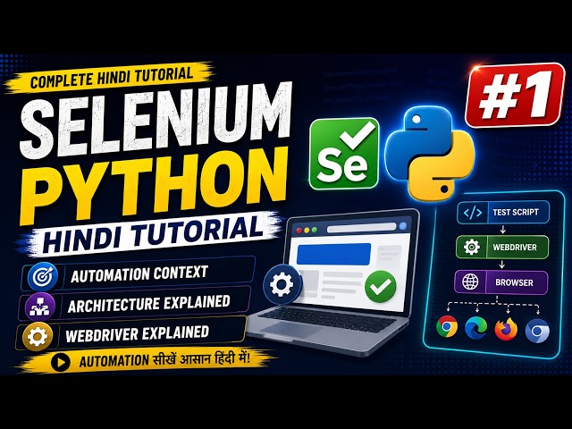 Selenium Python Hindi Tutorial #1: Automation Context, Architecture & WebDriver Explained