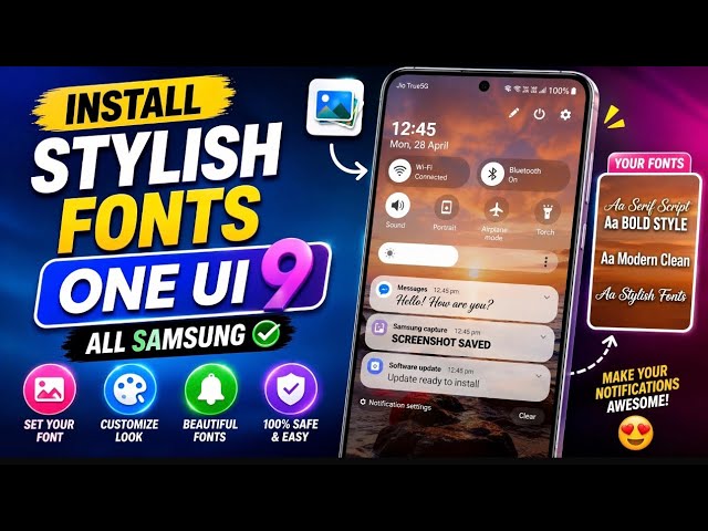 Install Stylish Fonts on All Samsung Devices 🔥 | After One Ui 9 | Custom Fonts on Any Samsung Phone