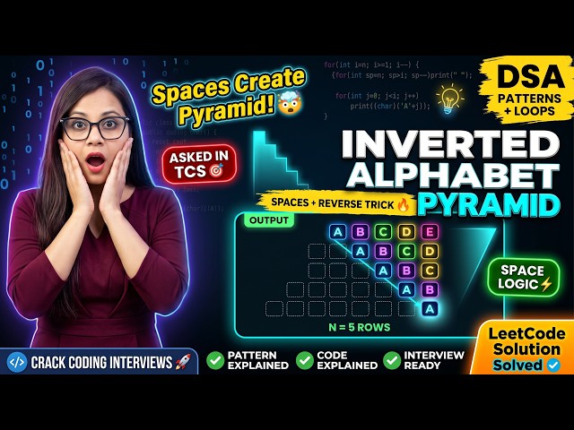 Crack TCS & Infosys Pattern Questions  | Inverted Alphabet Pyramid Java