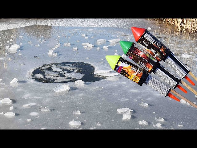 EXPERIMENT ROCKETS FIREWORKS UNDER ICE!