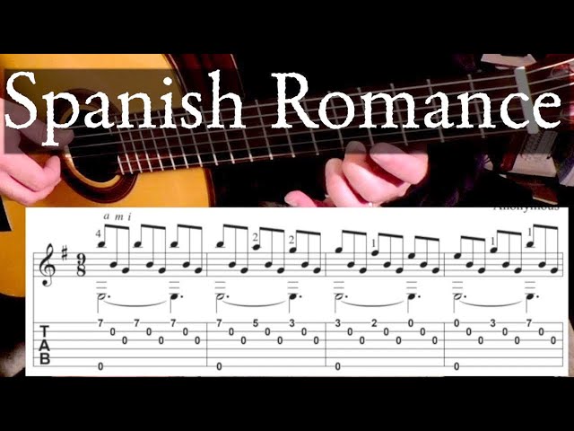 ROMANCE ESPAÑOL Tutorial completo con tablaturas - Guitarra fingerstyle