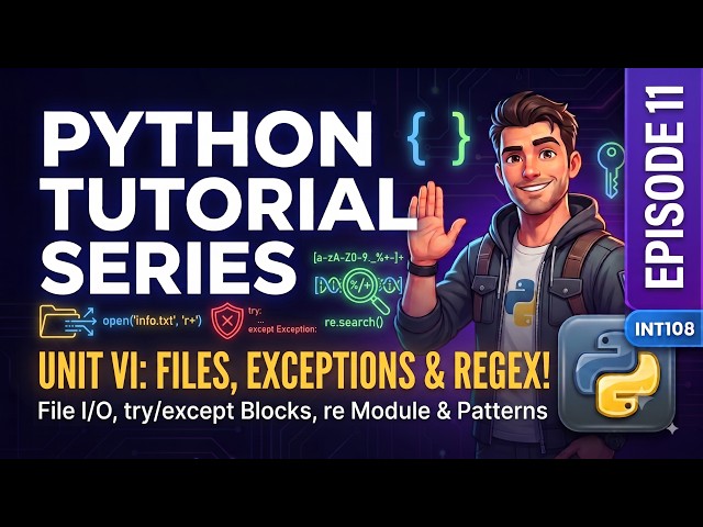 Python Tutorial Series #11 | Unit 6: Files, Exceptions & Regex