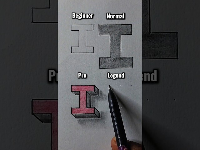 How I draw 3D letter ‘I’ 🫣 beginner to legend 👀#drawing#3Dletter#tutorial#fyp#howtodraw#shorts