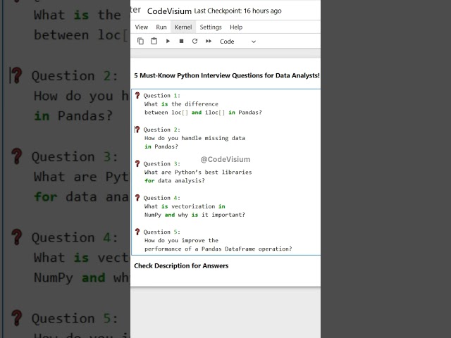 🚀 5 Must-Know Python Interview Questions for Data Analysts! #Python #DataAnalytics #InterviewPrep