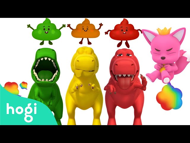 Dinosaur Colorful Fart 🌬️ + Poo Poo 💩｜🌈 Rainbow Poo Poo Song｜Colors for Kids｜Hogi Pinkfong