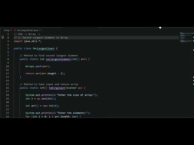 Problem: Second Largest Element in Array | DSA in Java