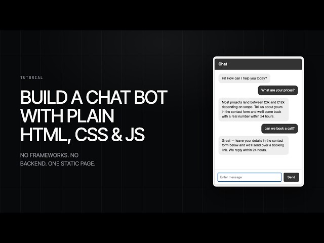 How to build a working chatbot with plain HTML, CSS and JS
