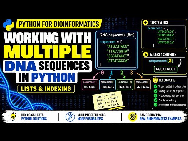 Working with Multiple DNA Sequences in Python | Lists | Python for Bioinformatics