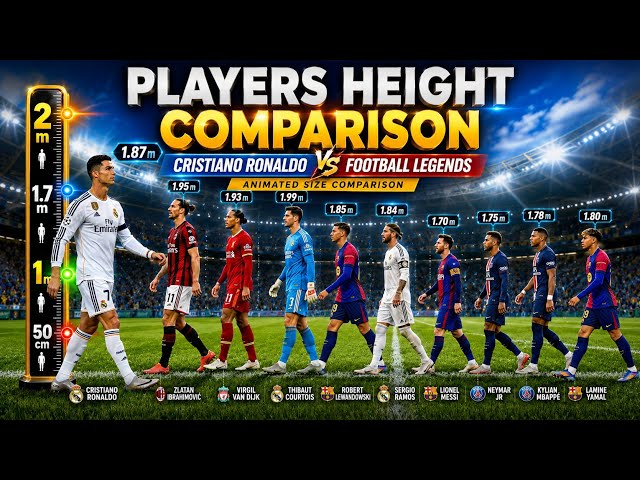 Players Height Comparison | Cristiano Ronaldo vs Football Legends | Animated Size Comparison