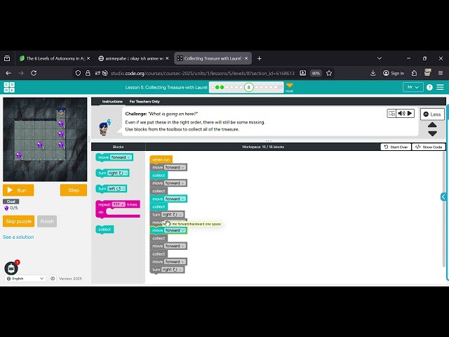 Collecting Treasure with Laurel #8   Course C 2025 Code.org
