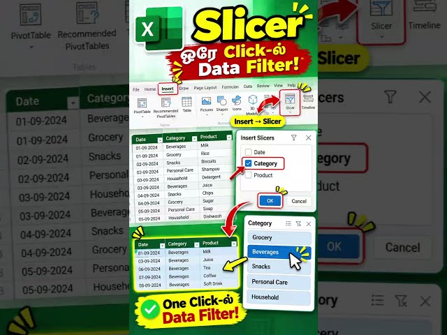 Excel Slicer Tutorial: Filter Data in One Click | Excel Tips & Tricks #Shorts