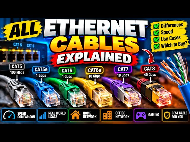 Every Ethernet Cable Explained! CAT5 vs CAT6 vs CAT7 vs CAT8 🌐🔥