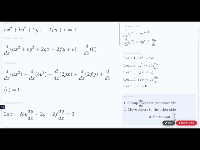 Class 12 Maths | Implicit Differentiation Second Degree Equation