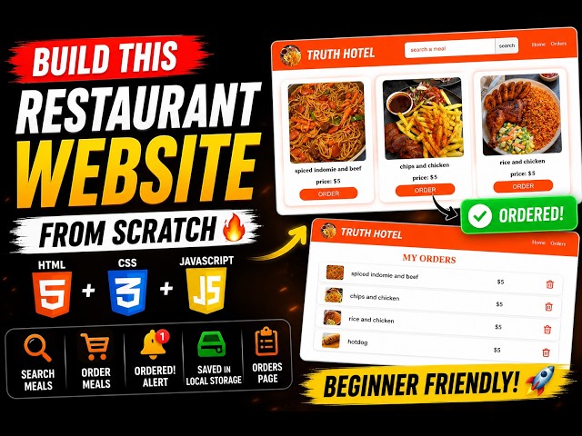 Build a Restaurant Website with HTML, CSS & JavaScript | Full Beginner Project