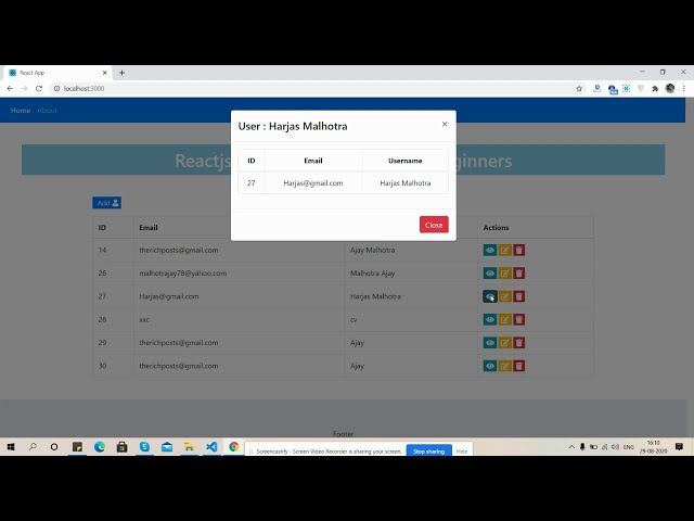 Reactjs Simple Crud Tutorial for Beginners - View User