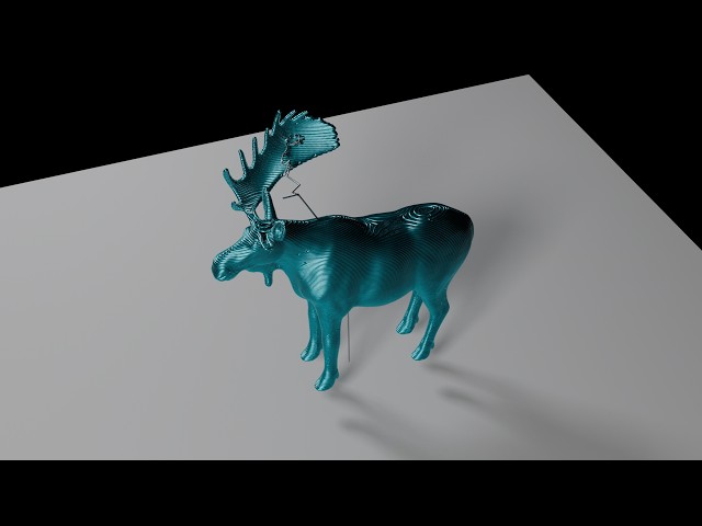 Oxidized copper wire moose drawn by 30 000 Fourier harmonics