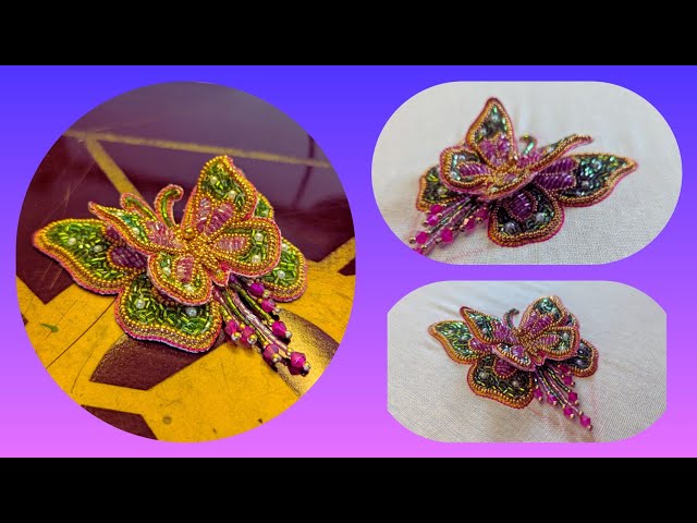 How to make a beautiful 3d butterfy patch/step by step tutorial for beginners 🦋# aari embroidery 