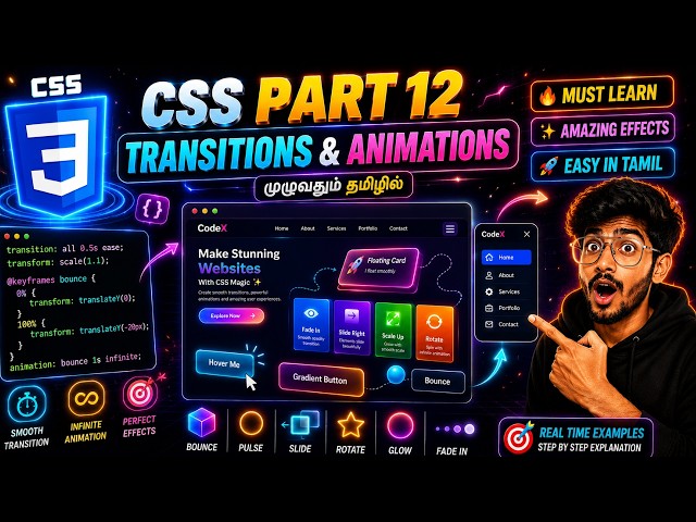 Learn CSS Transitions & Animations in Tamil || Part 12 || #trending #keepgon #css #animation