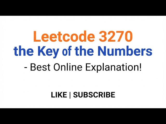 Leetcode 3270  Find the Key of the Numbers