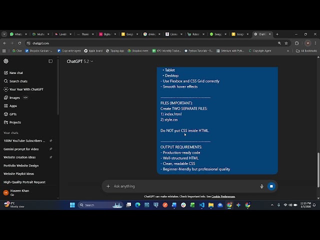 One Prompt = Professional Portfolio Website 😱 | HTML & CSS Only