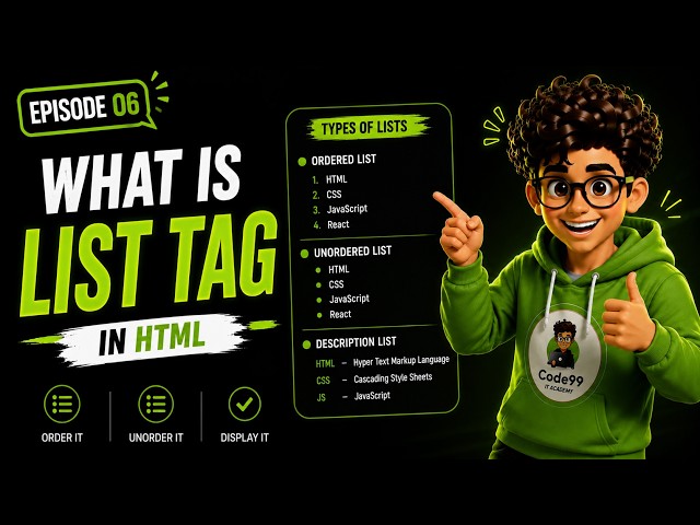 What is List Tag in Tamil | Episode 6 | Web Development Course Chennai | Code99 IT Academy