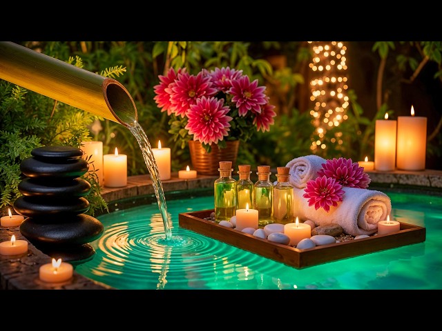 Relaxing Sleep Music + Bamboo Water Sounds 🌿 Deep Healing and Meditation, Spa, Calm Mind & Body