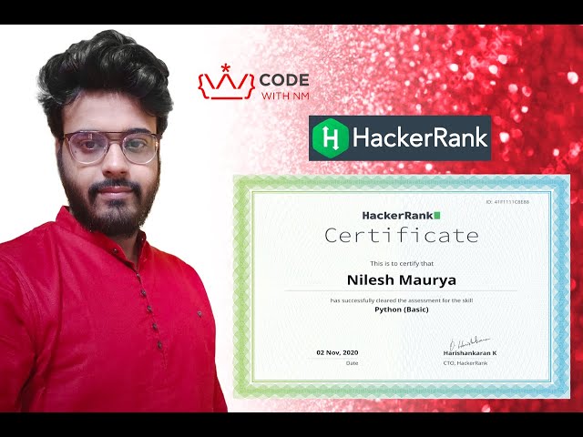Python (Basic) Certification | Hackerrank Certifications | CODE WITH NM