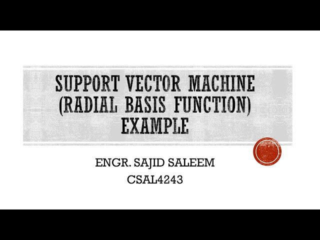 Non Linear Support Vector Machine - Solved Example on Radial Basis Function (RBF)