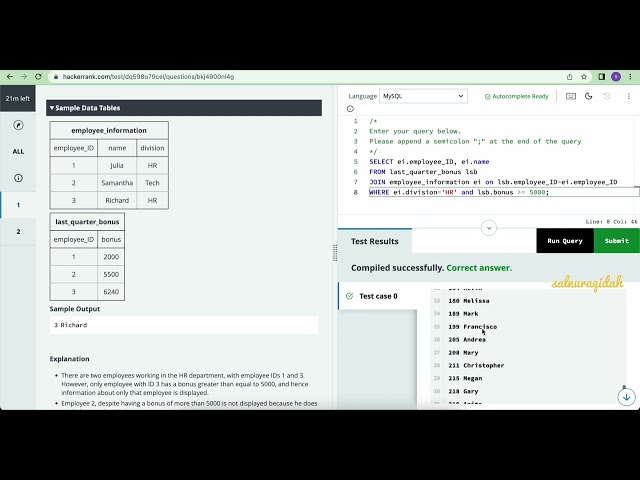 HackerRank SQL Basic Certification - Merit Rewards solution
