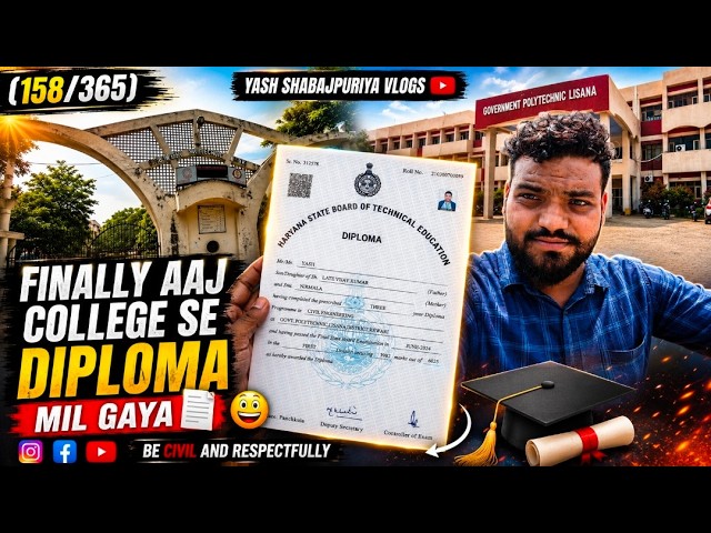 3 Saal Ki Mehnat Ka Result ❤️🎓 | Finally Diploma Mil Gaya | Civil Engineering Vlog (158/365)