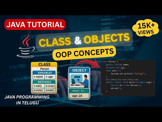 Java Programming in telugu for Beginners | OOP Concepts Class & Objects with Example Program