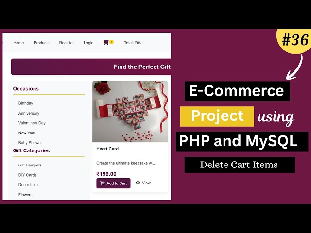 E-Commerce Website Project Using PHP & MySQL | Admin & User Panel | Delete Cart Item - 36