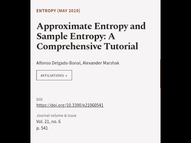 Approximate Entropy and Sample Entropy: A Comprehensive Tutorial | RTCL.TV