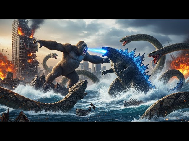KING KONG and GODZILLA vs. GIANT PYTHONS in a Massive Sea and City Rampage