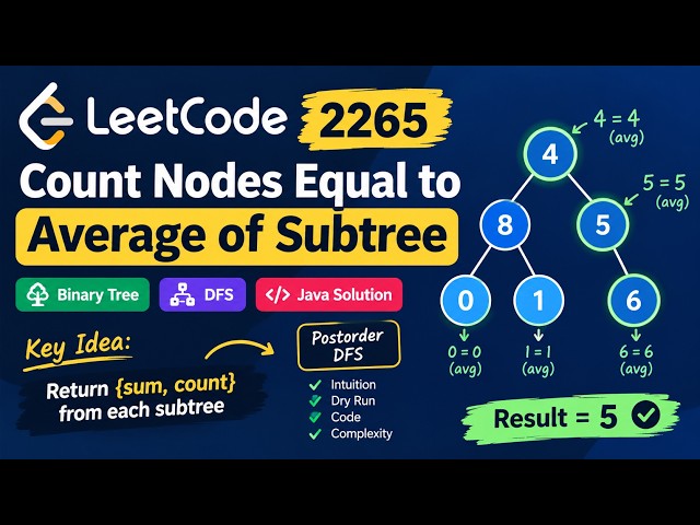 2265 Count Nodes Equal to Average of Subtree | Binary Tree DFS |Discussion