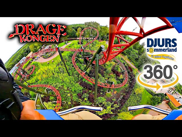 VR 360 DrageKongen Roller Coaster On Ride Front Seat POV Djurs Sommerland 2023 08 07