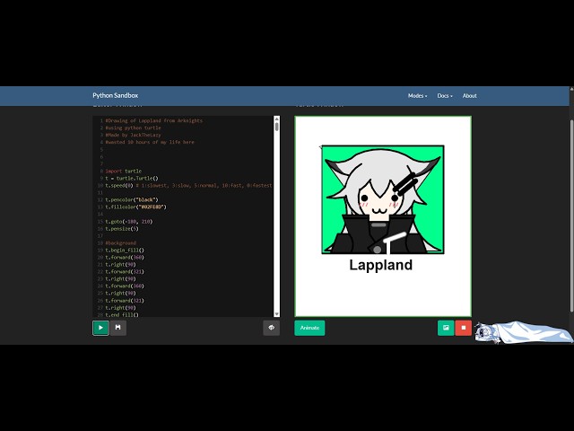 10 hours timelapse of drawing Lappland with code