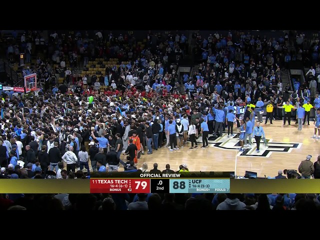 Whoops! 😅 UCF fans rush the court prematurely with 0.2 seconds left vs. Texas Tech | ESPN CBB