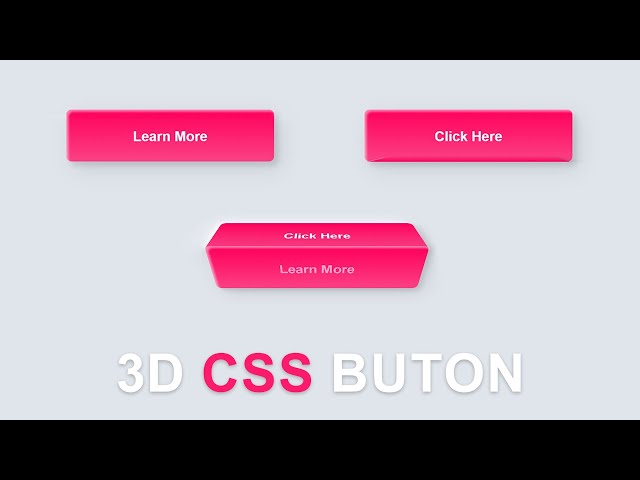 How to Make 3D Button Using HTML and CSS | CSS Button Animation | CSS Effects