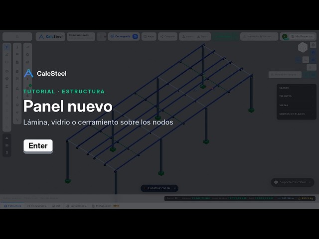 Panel nuevo en CalcSteel: tutorial de la pestaña Estructura