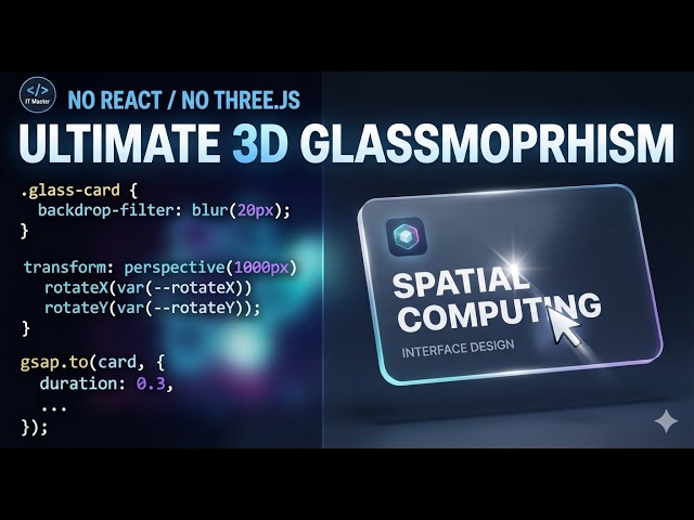 Apple visionOS 3D Glassmorphism Card Design Tutorial (HTML, CSS, GSAP)