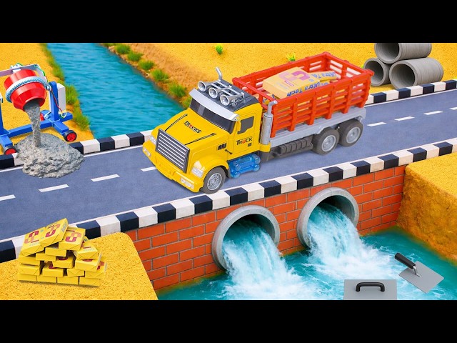 DIY Construction Science Project - Building a Water Bridge with Drain System for Cargo Truck