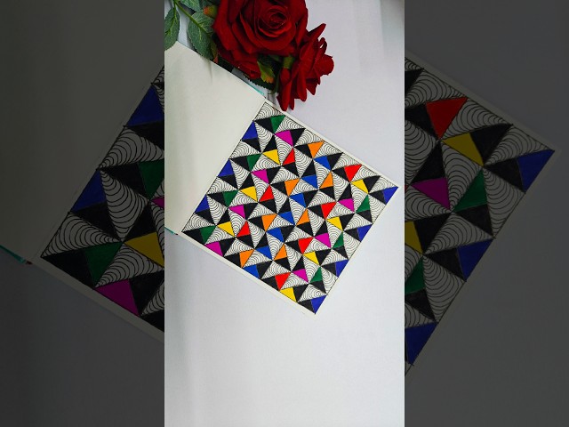 Colorful Easy Abstract Geometric Doodle Art | Easy Pattern Drawing with Triangles & Lines #doodle
