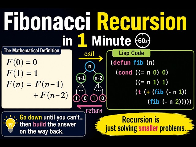 Fibonacci Recursion in Lisp (Explained in 1 Minute)