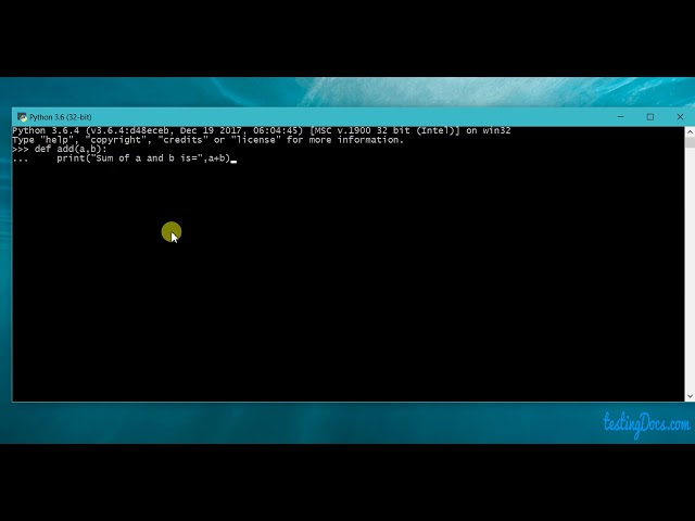 Defining a Python Function using Command Prompt