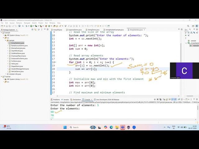 Java Arrays Program Explained | Find Maximum, Minimum & Average in an Array